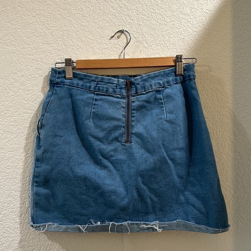 FOREVER 21 Skirts | Denim Minimalist Mod Distressed Women’s Mini Skirt | Large - Picture 6 of 6